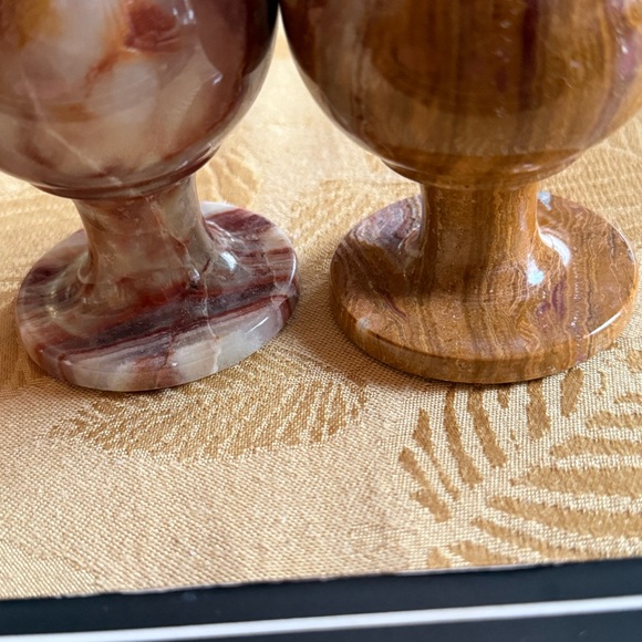 Polished Marble Stone Egg Cups - Set of 2 (Brown & Cream) - Picture 4 of 5